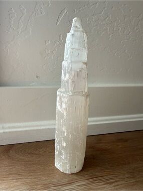 White Selenite Tower Sculpture - Home Art
